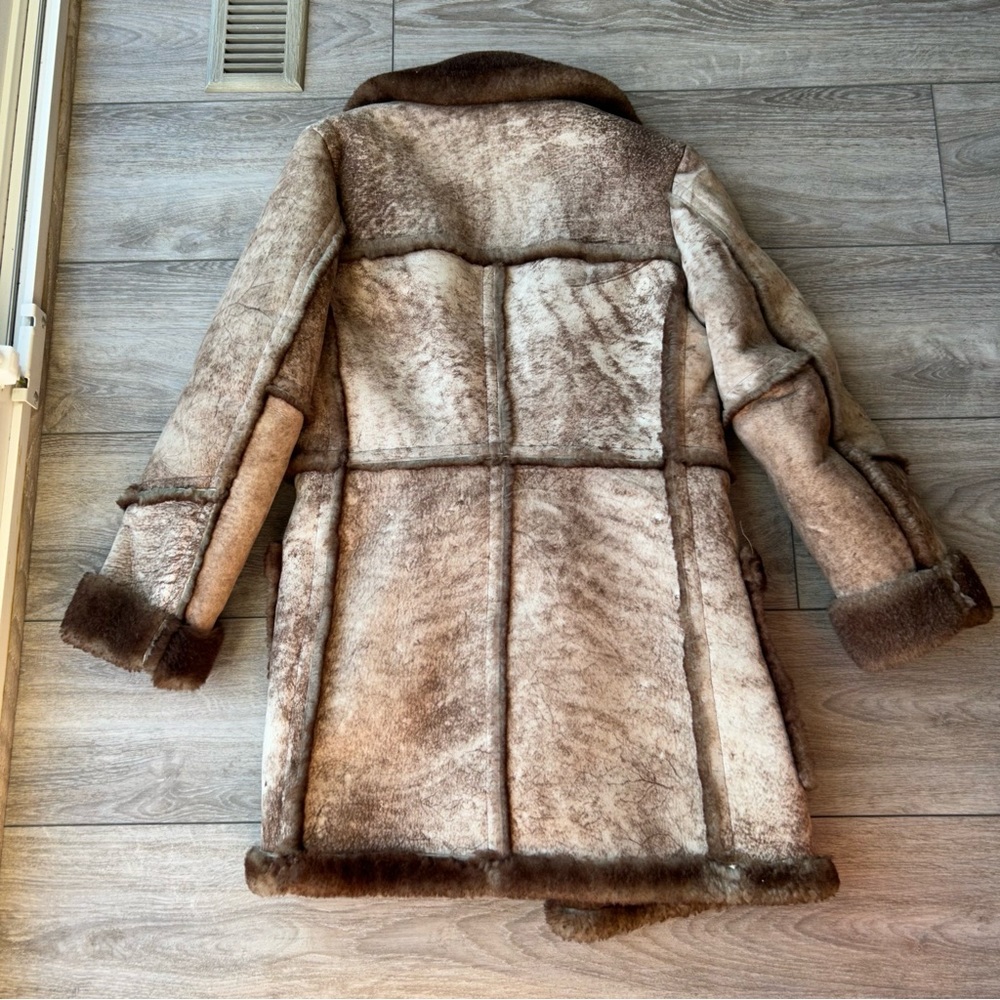 Vintage Rice Sportswear Genuine Shearling Sheepskin Leather Coat - Picture 14 of 16